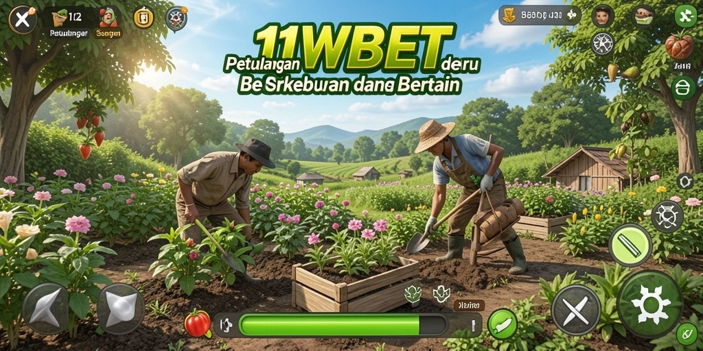 Tampilan permainan 11WBET yang menggambarkan aktivitas budidaya tanaman.