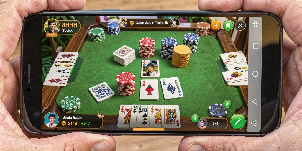 Tampilan gameplay seru dari 8HHH, main Gaple bersama teman.