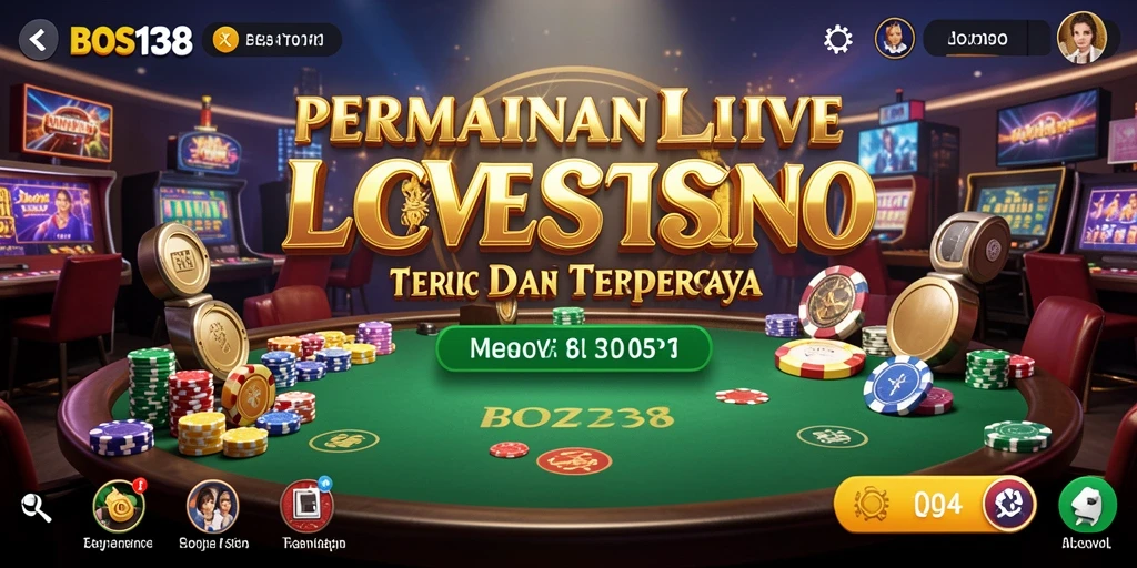 Screenshot gameplay BOS138 yang menampilkan dealer profesional dan pemain aktif.