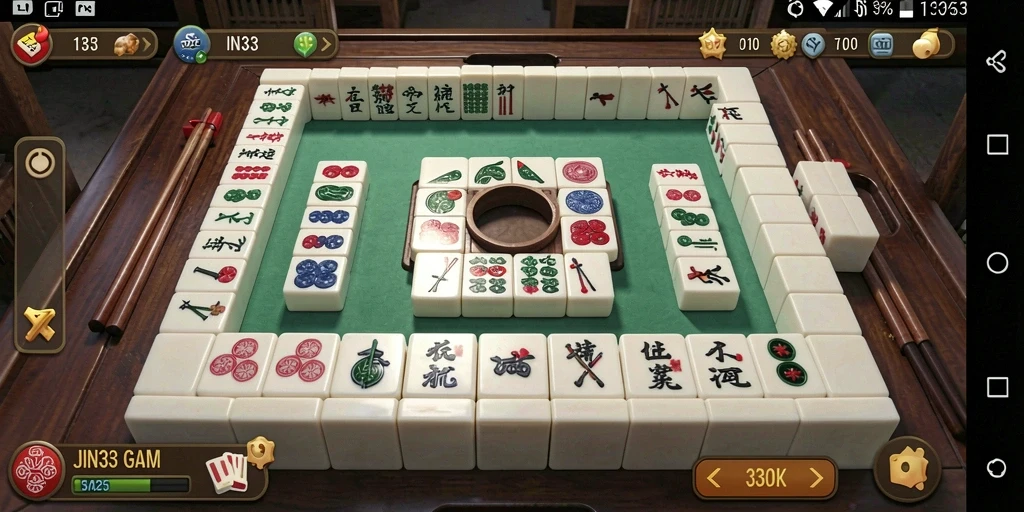 Tampilan gameplay JIN33 yang menarik dalam permainan Mahjong.