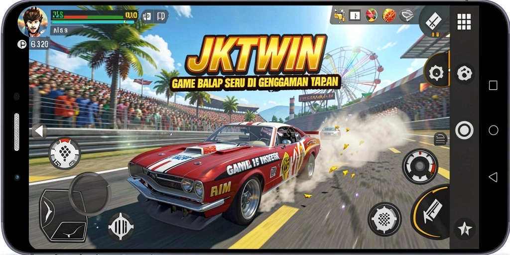 Tampilan gameplay seru dan menegangkan dalam balapan di JKTWIN.