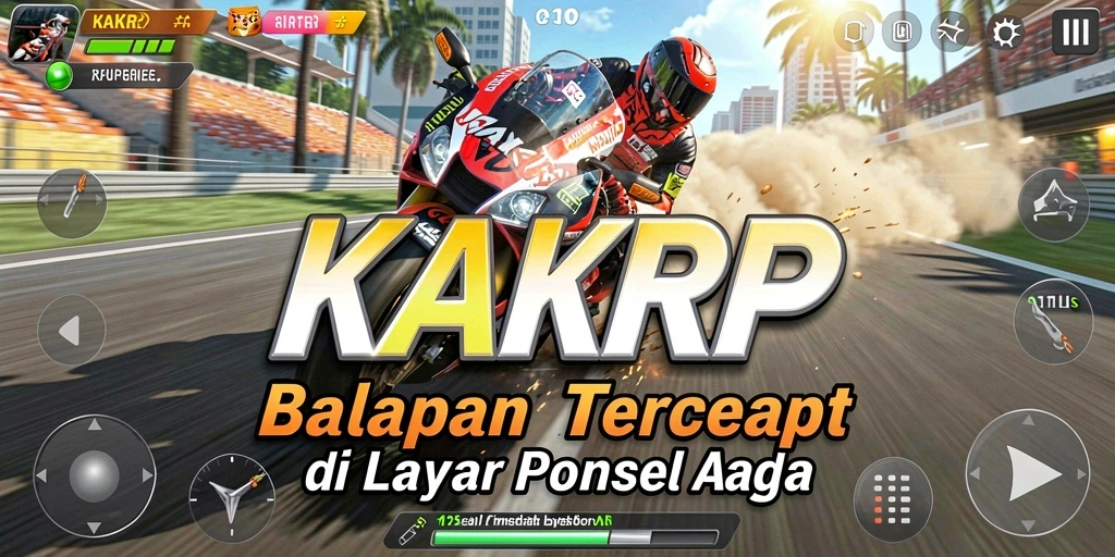 Gameplay seru KAKRP yang menampilkan balapan motor mendebarkan.