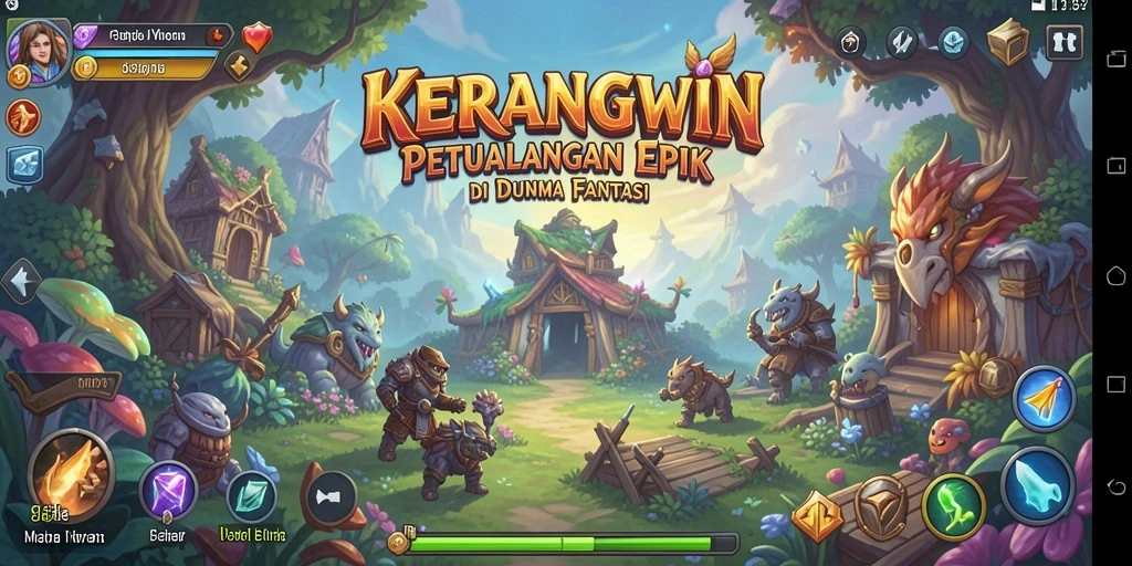 Tampilan gameplay menarik dari KERANGWIN dengan berbagai aksi RPG.