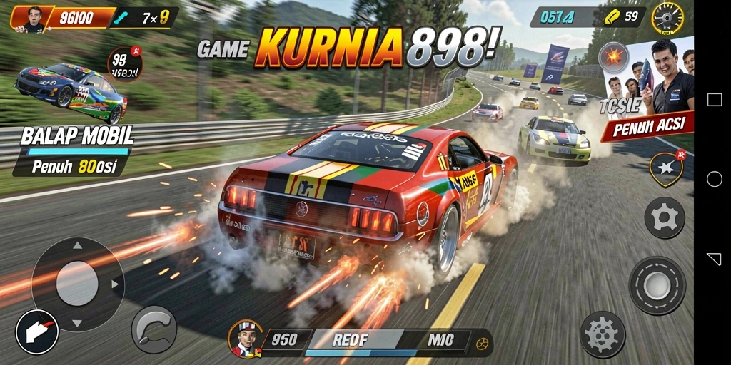 Tampilan gameplay balap mobil yang seru dan mendebarkan.