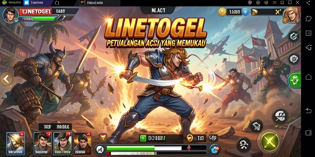 Tampilan aksi mendebarkan dalam gameplay LINETOGEL yang seru.