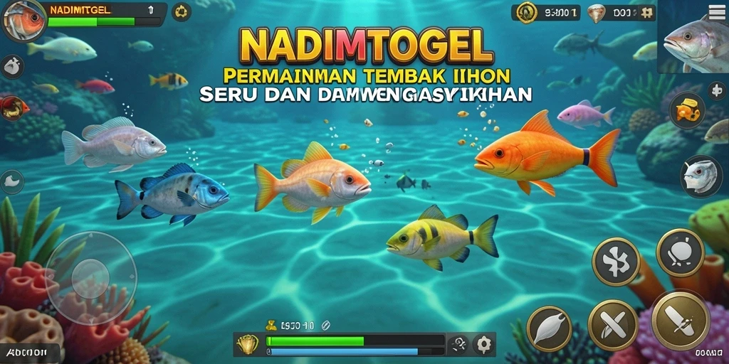 Tampilan gameplay NADIMTOGEL dengan beragam ikan yang menawan.
