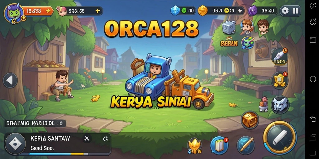 Tampilan screenshot ORCA128 menunjukkan gameplay santai yang menyenangkan.