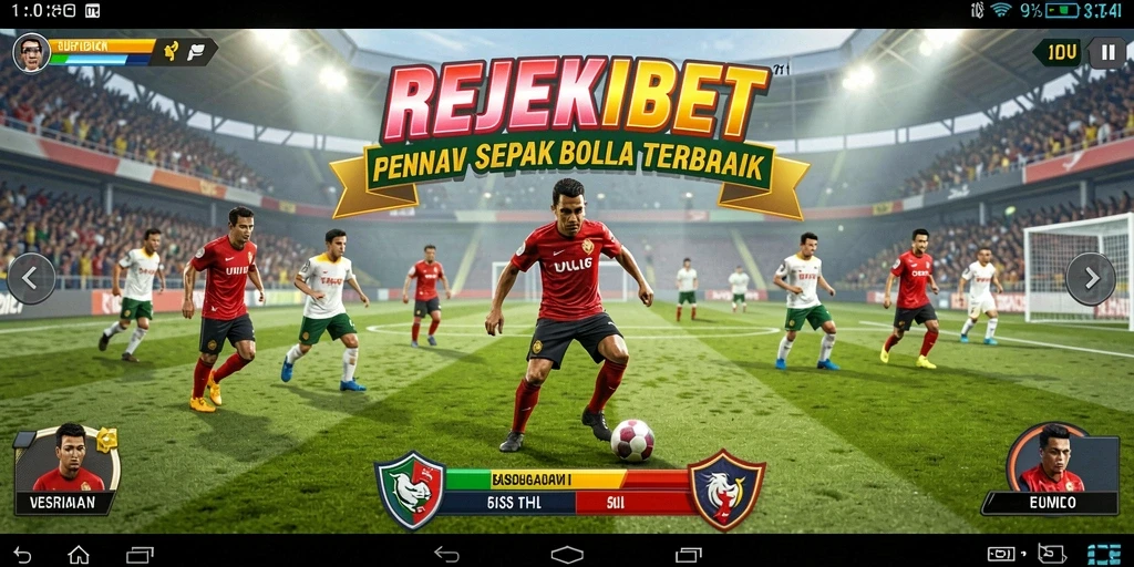 Screenshot gameplay REJEKIBET yang menunjukkan aksi sepak bola yang seru.