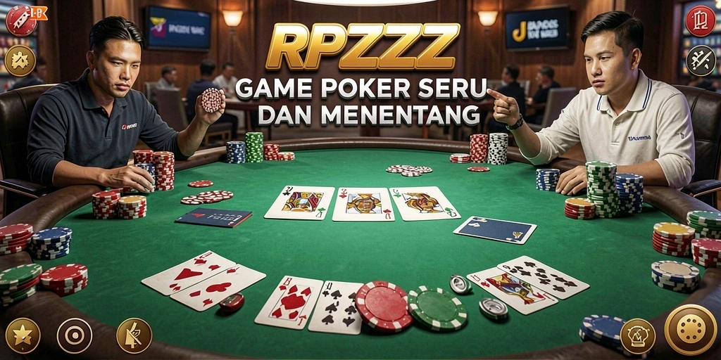 Screenshot utama RPZZZ menunjukkan gameplay Poker yang menarik dan penuh strategi.