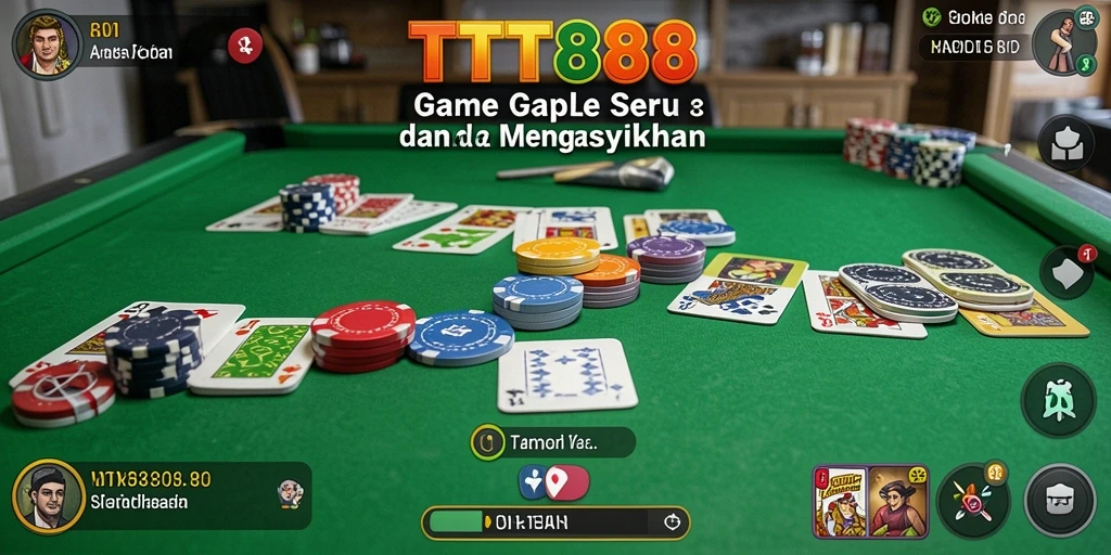 Screenshot utama TTT888 menampilkan gameplay Gaple yang seru.