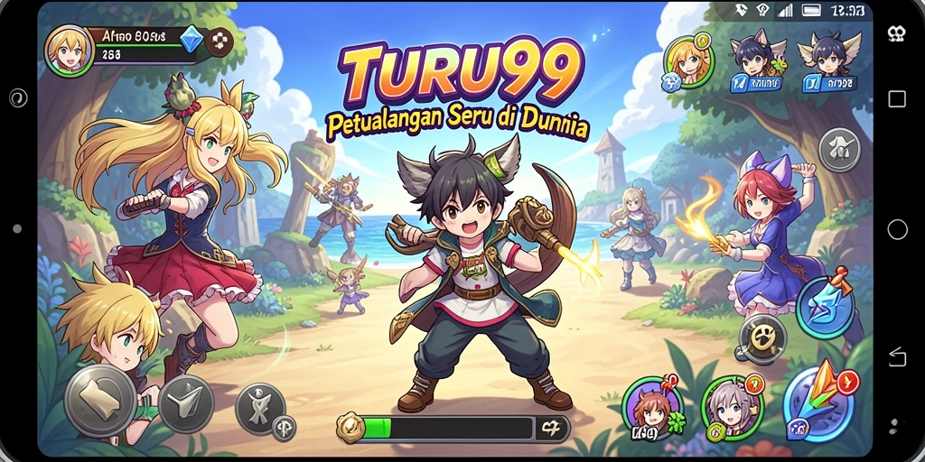 Tangkapan layar utama TURU99 menampilkan karakter Anime dalam aksi yang mendebarkan.