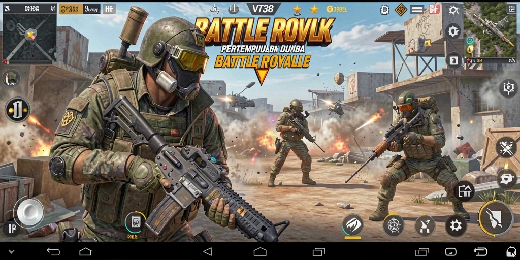 Tampilan mendebarkan dari gameplay VT38 dalam pertempuran Battle Royale.