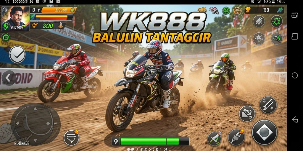 Tampilan gameplay balapan motor yang mendebarkan di WK888.